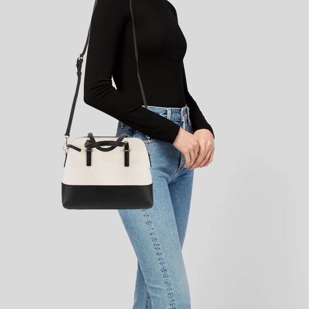 Kate Spade Grand Street Colorblock Small Rachelle Satchel, Soft Porcelain/Black